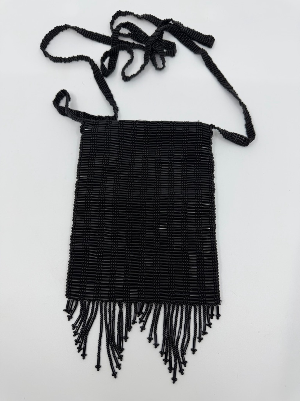 Black Beaded Fringe Crossbody Bag